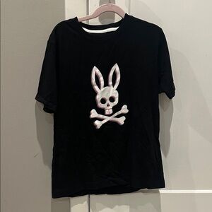Psycho Bunny Black Tee with Pink Skull Bunny